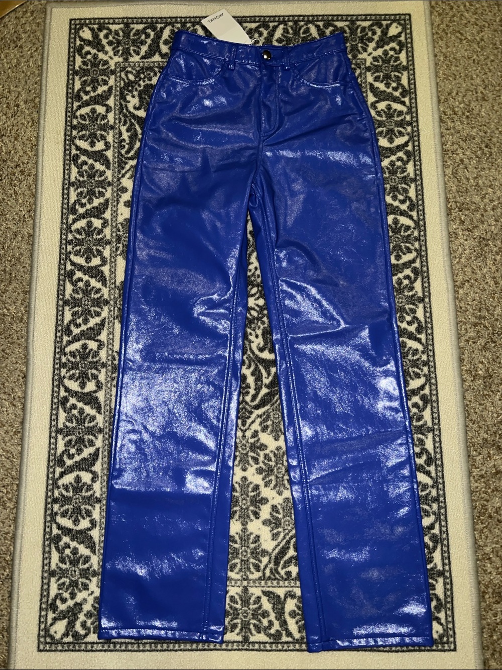 Monki high waist faux leather pants